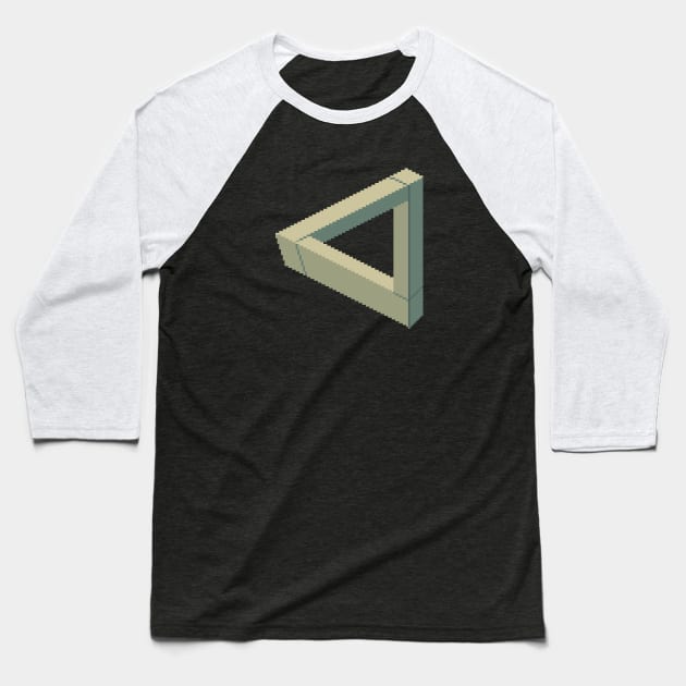 Pixel Art Penrose Triangle Baseball T-Shirt by PXLFLX